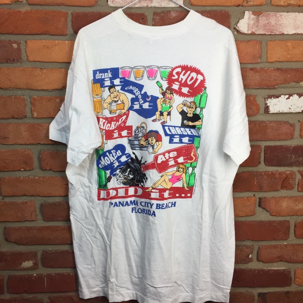Vintage 90s drinking smoking comical t shirt xl